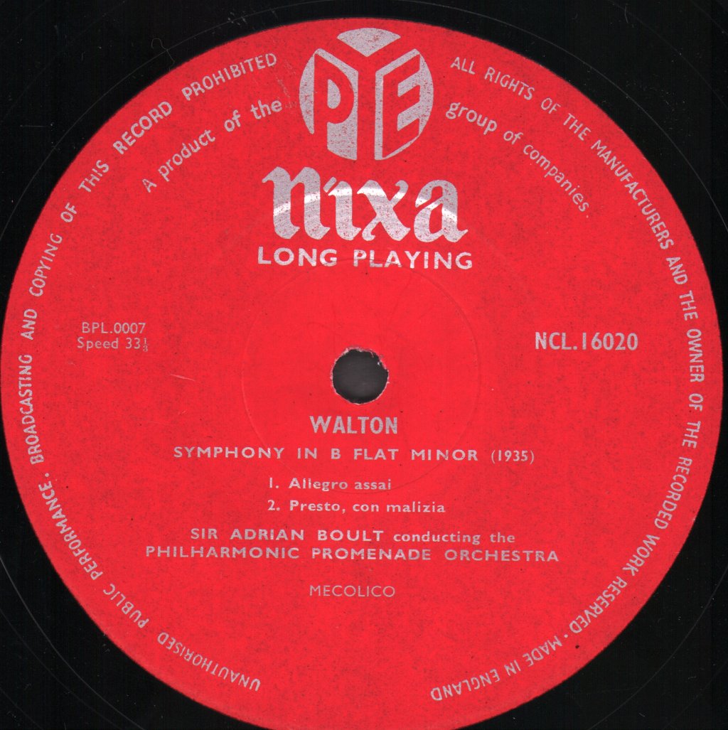 Sir Adrian Boult / Philharmonic Promenade Orchestra - Symphony In B Flat Minor (1935) - Lp