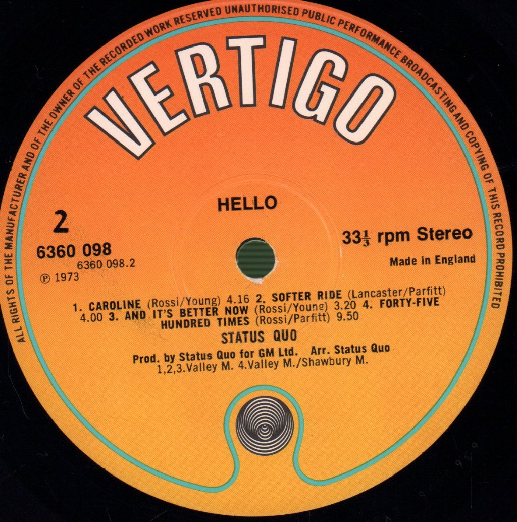 Status Quo - Hello - Lp