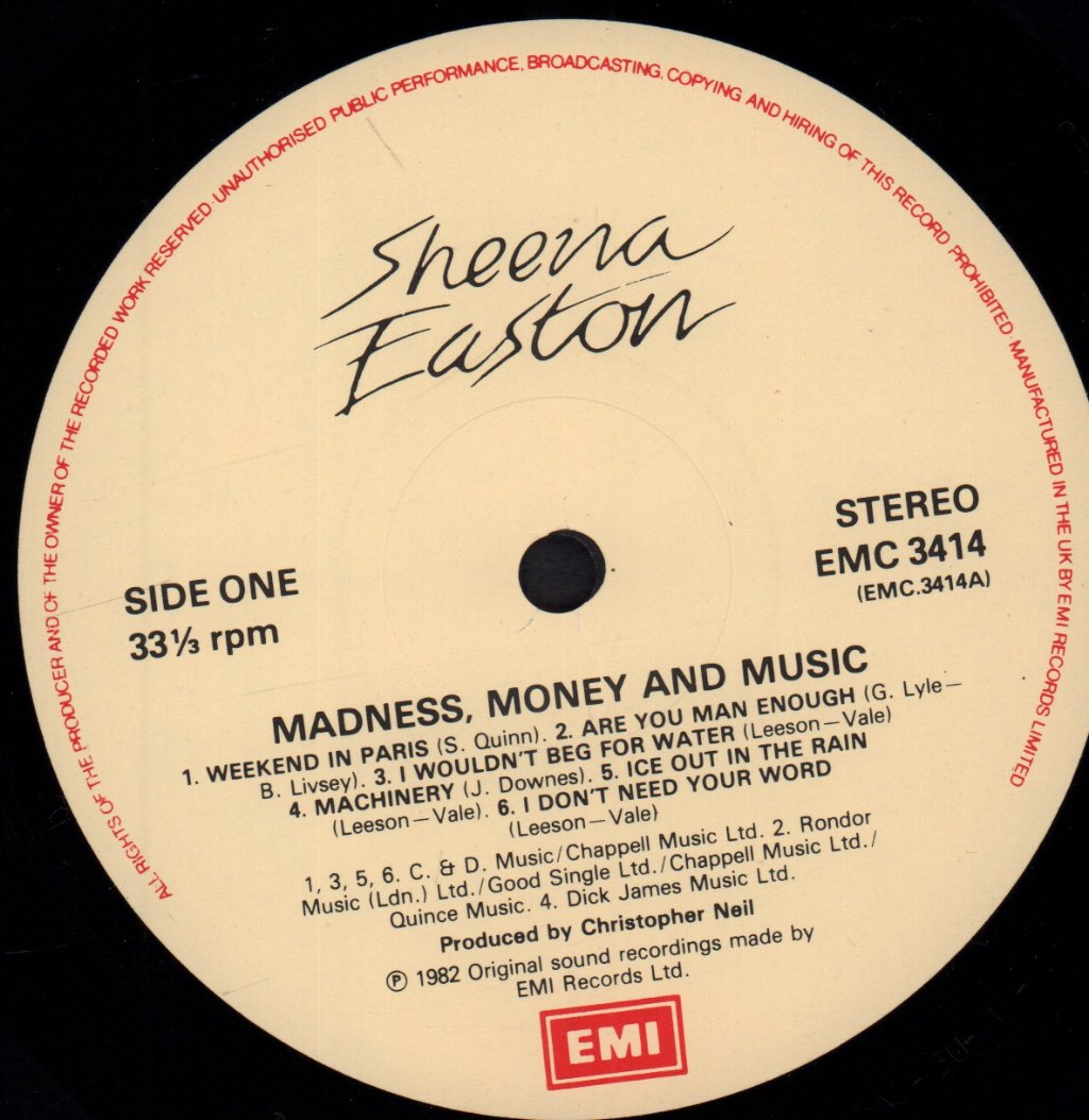 Sheena Easton - Madness Money And Music - Lp