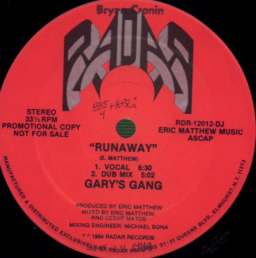 Key Matic / Gary's Gang - Breakin' In Space / Runaway - 12 Inch