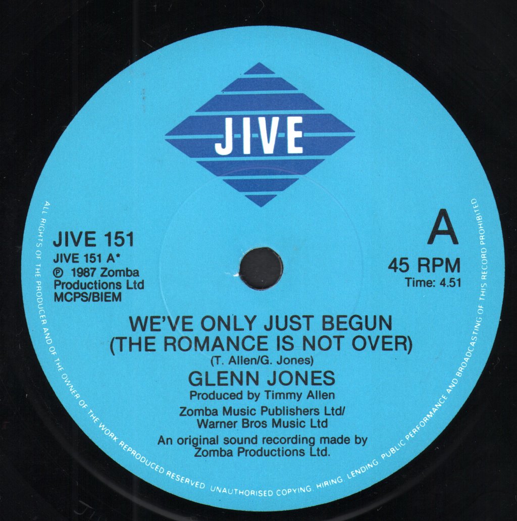 Glenn Jones - We've Only Just Begun - 7 Inch