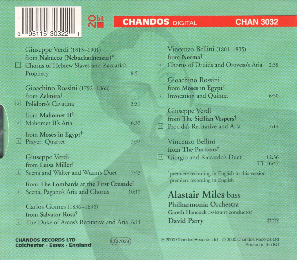 Alastair Miles, Philharmonia Orchestra, David Parry - Great Operatic Arias - Cd