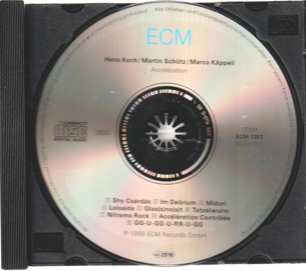 Hans Koch / Martin Schutz / Marco Kappeli - Acceleration - Cd