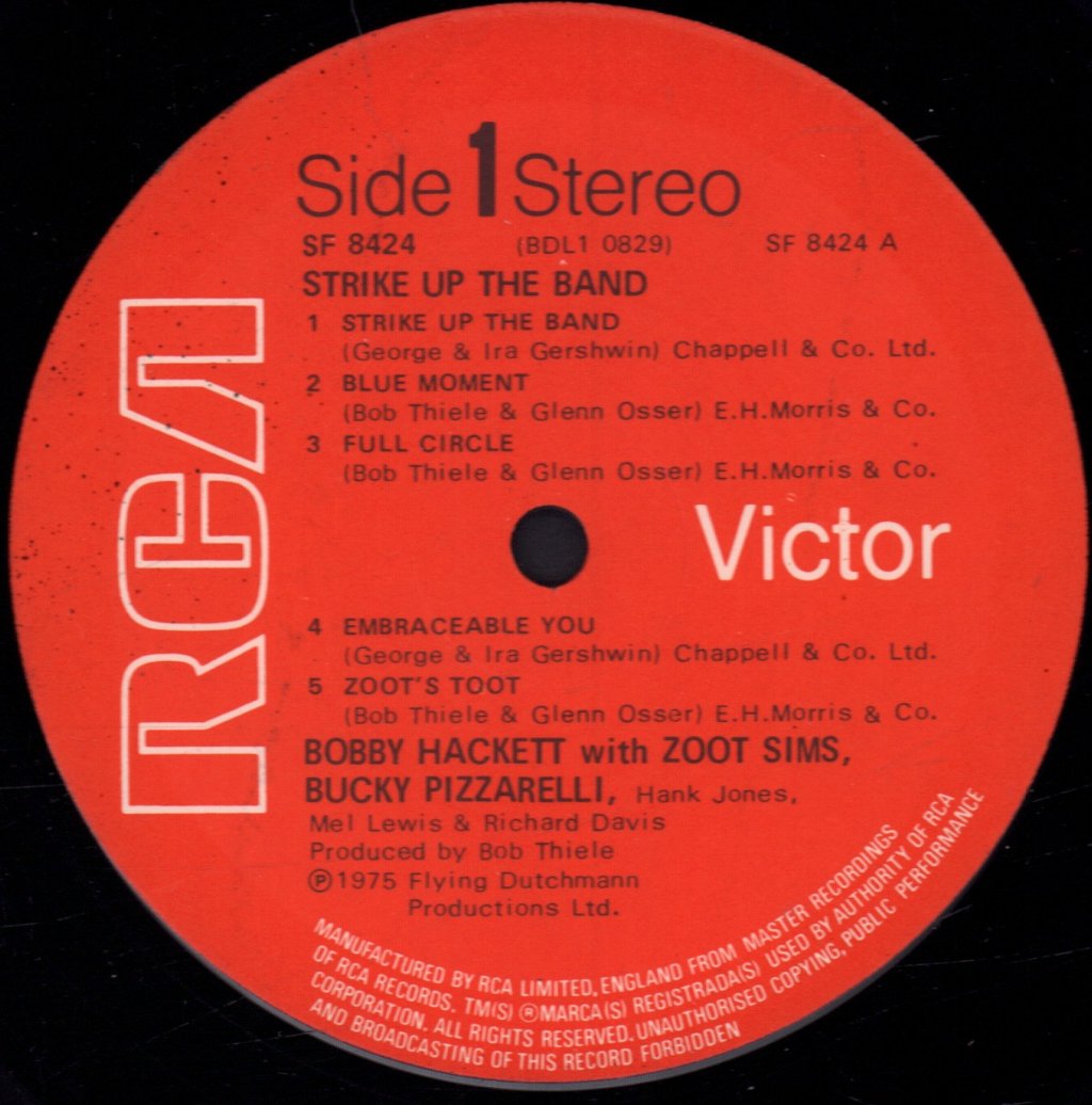 Bobby Hackett With Zoot Sims And Bucky Pizzarelli - Strike Up The Band - Lp
