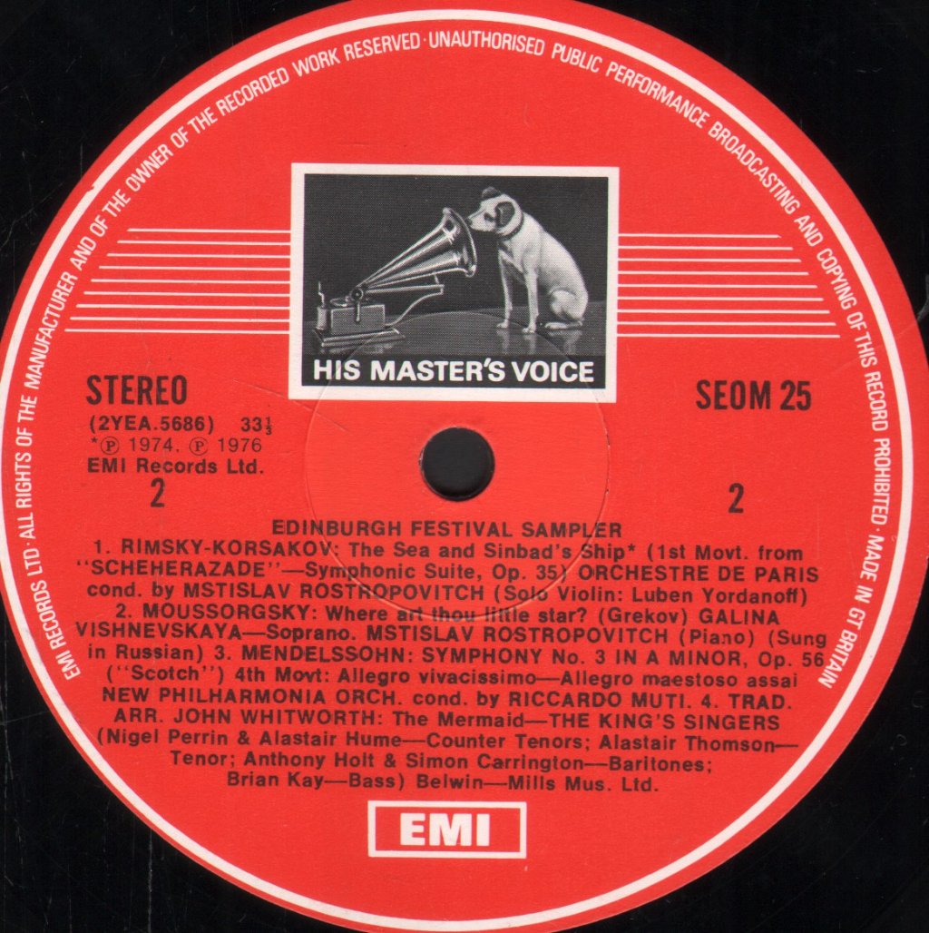 Various Artists - Edinburgh '76 HMV Artists At The Edinburgh International Festival - Lp