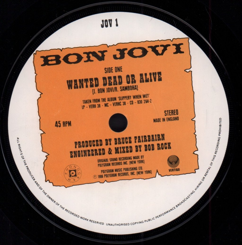 Bon Jovi - Wanted Dead Or Alive - 7 Inch