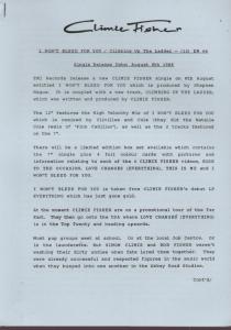 Climie Fisher - I Won't Bleed For You - Press Release