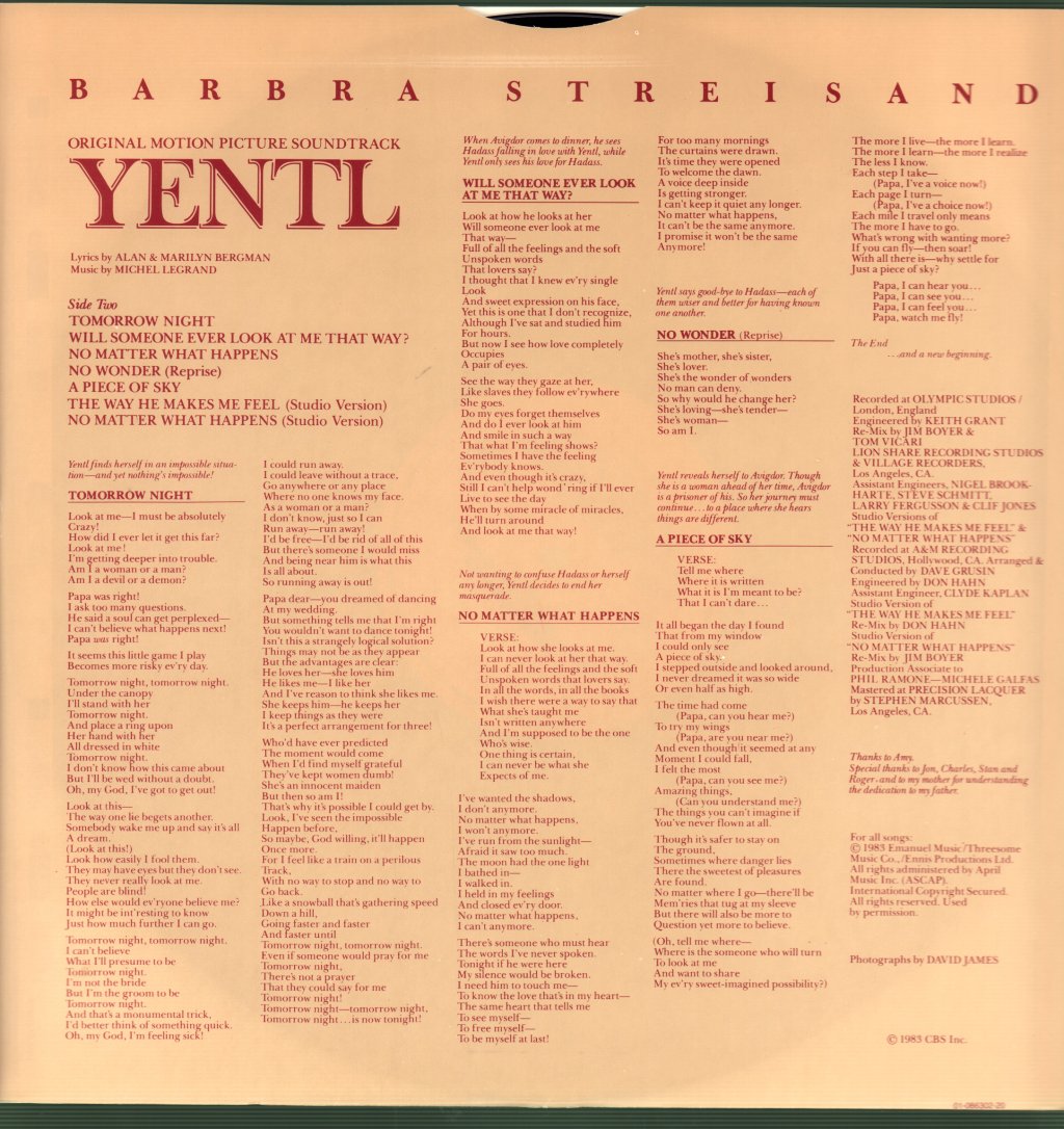 Barbra Streisand - Yentl (Soundtrack) - Lp