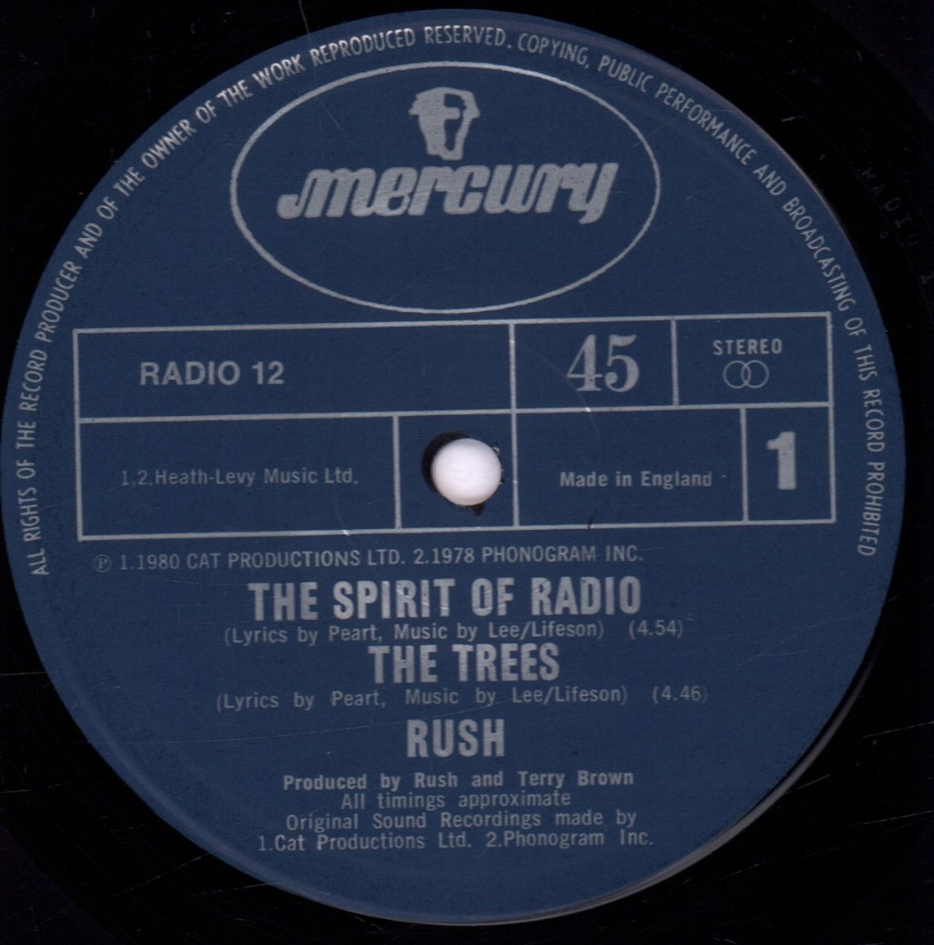 Rush - Spirit Of Radio - 12 Inch