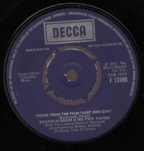 Ronnie Aldrich - Theme From The Film Lost Horizon - 7 Inch