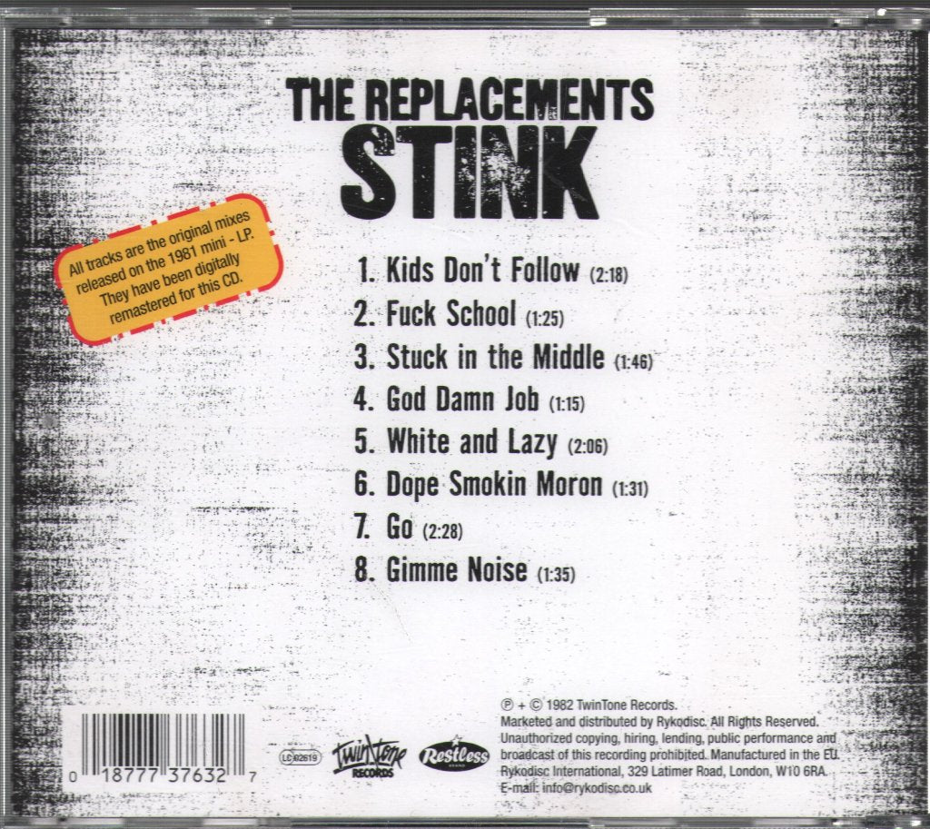 Replacements - Stink ("Kids Don't Follow" Plus Seven) - Cd