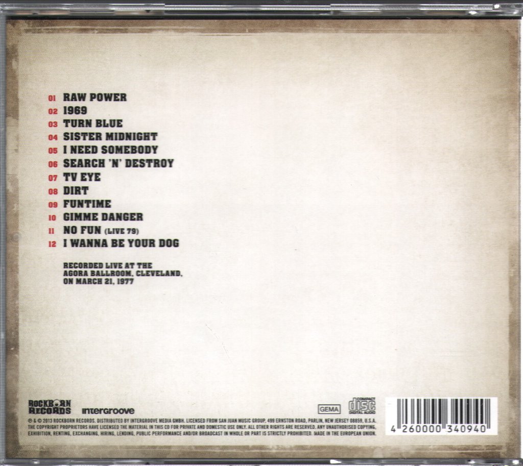 Iggy Pop with David Bowie - Hello Cleveland - Live ! - Cd
