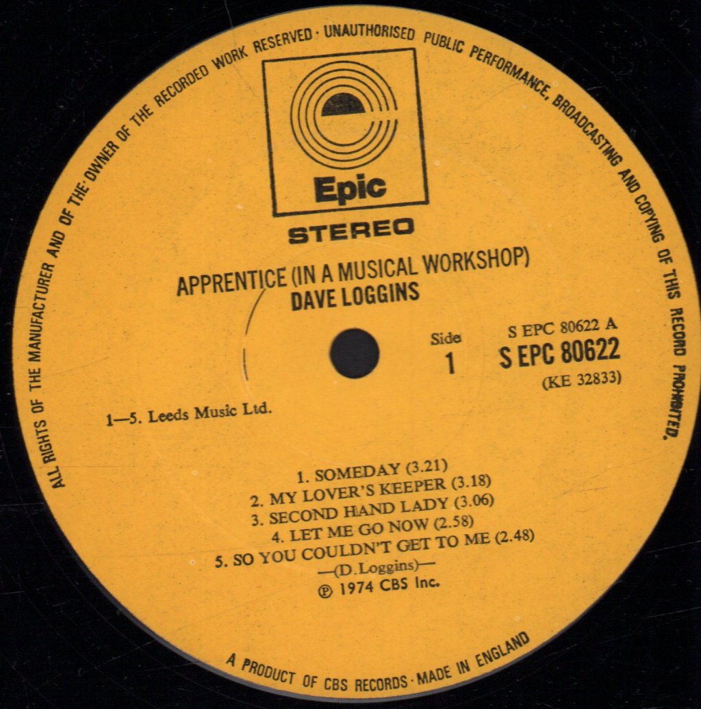 Dave Loggins - Apprentice (In A Musical Workshop) - Lp