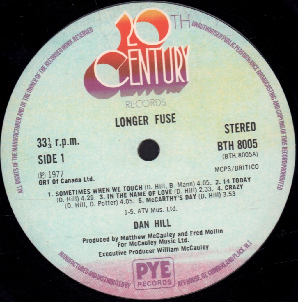 Dan Hill - Longer Fuse - Lp