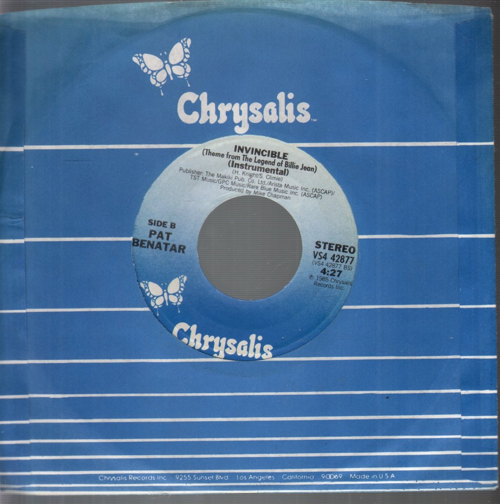 Pat Benatar - Invincible (Theme From The Legend Of Billie Jean) - 7 Inch