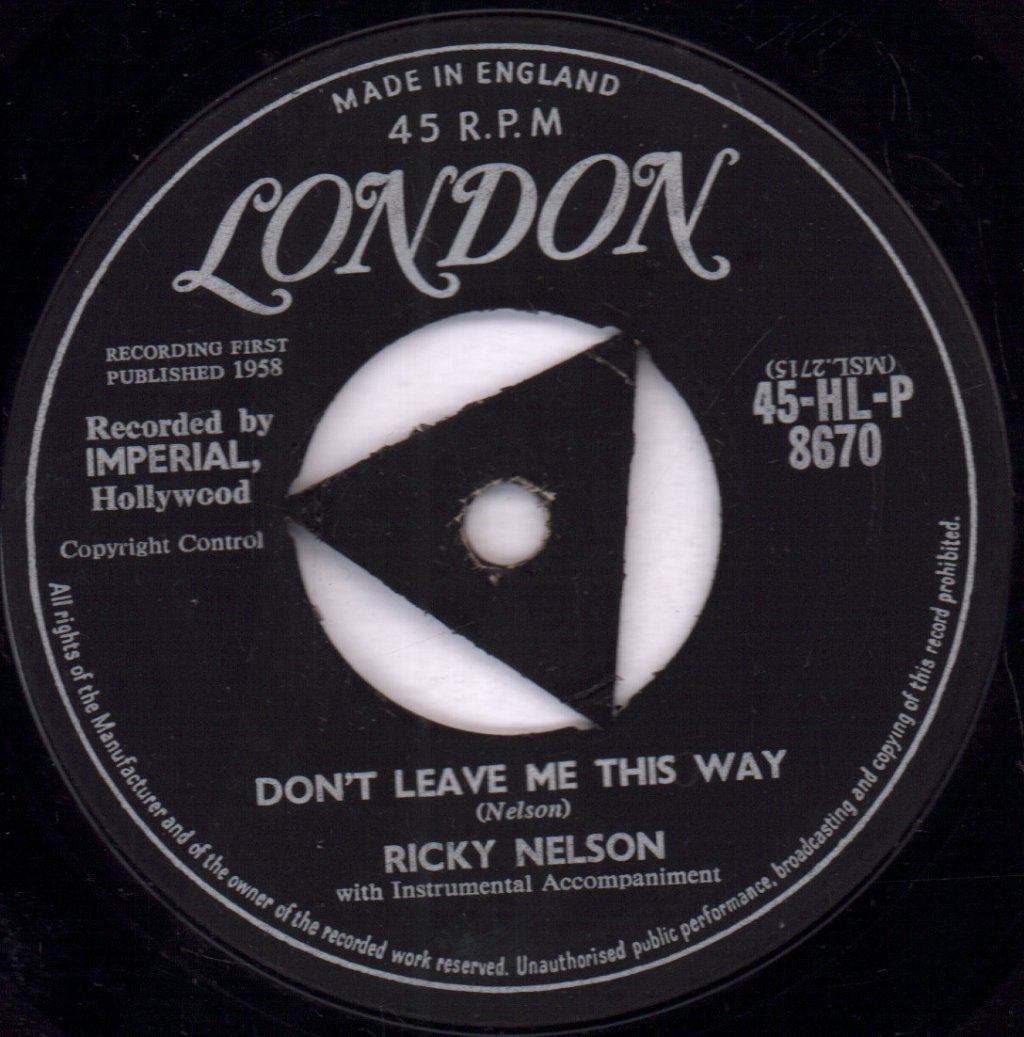 Ricky Nelson - Poor Little Fool - 7 Inch