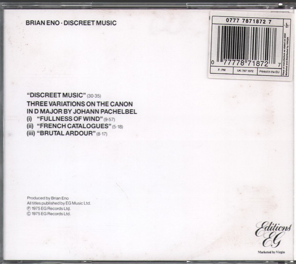Brian Eno - Discreet Music - Cd