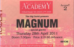 Magnum (Metal Group) - Manchester Academy 28Th April 2011 - Ticket