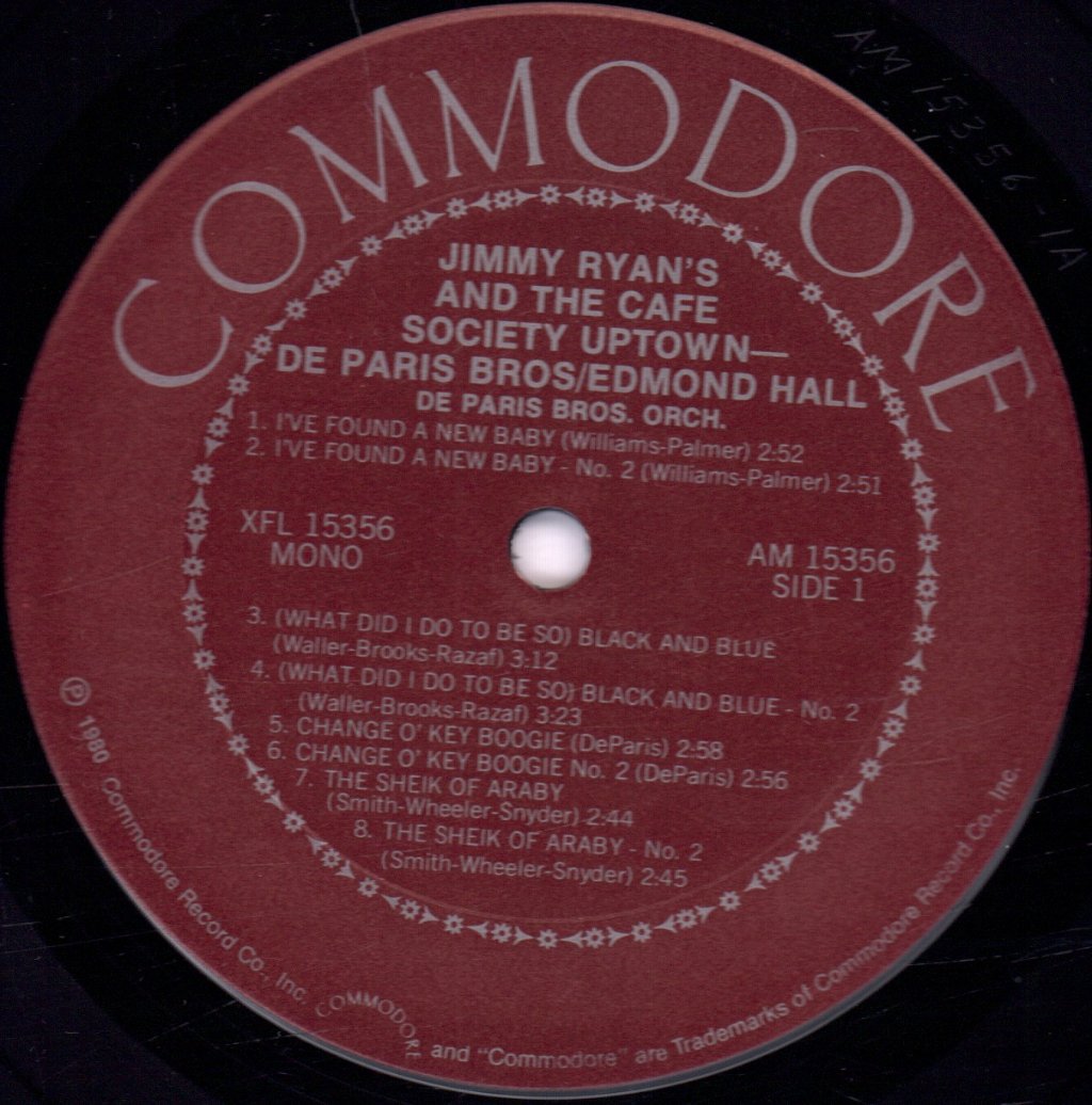 De Paris Brothers, Edmond Hall - Jimmy Ryan's & The Uptown Cafe Society - Lp