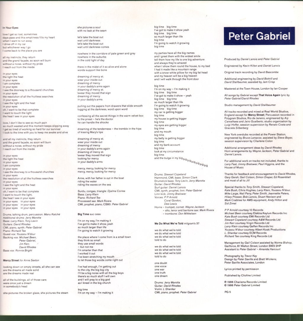 Peter Gabriel - So - Lp