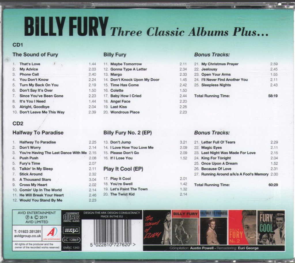 Billy Fury - Three Classic Albums Plus... - Double Cd