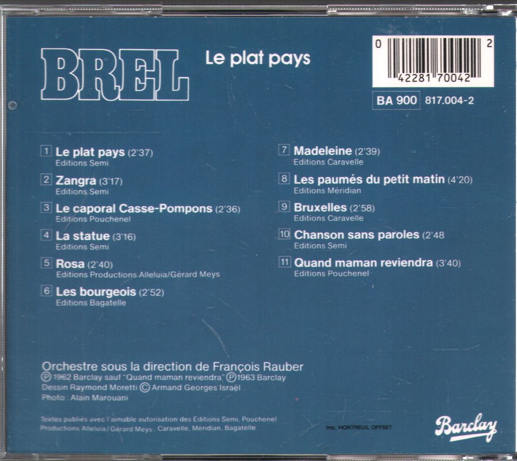 Jacques Brel - Le Plat Pays - Cd