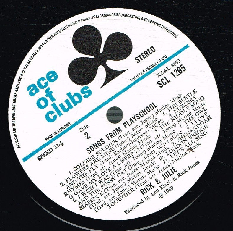 Rick Jones / Julie Stevens / Jonathan Cohen - Songs From Playschool - Lp