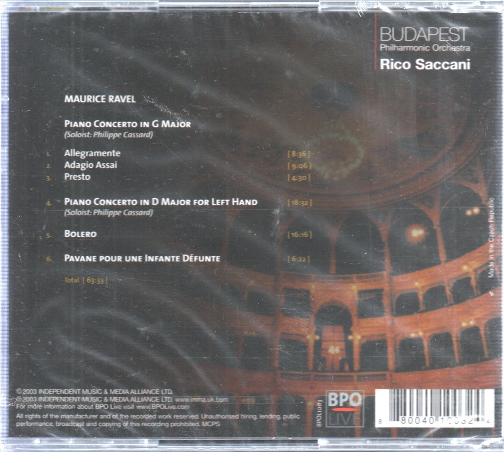 Maurice Ravel - Piano Concerto In G Major | Piano Concerto In D Major For Left Hand | Bolero | Pavane Pour Une Infante Défunte - Cd