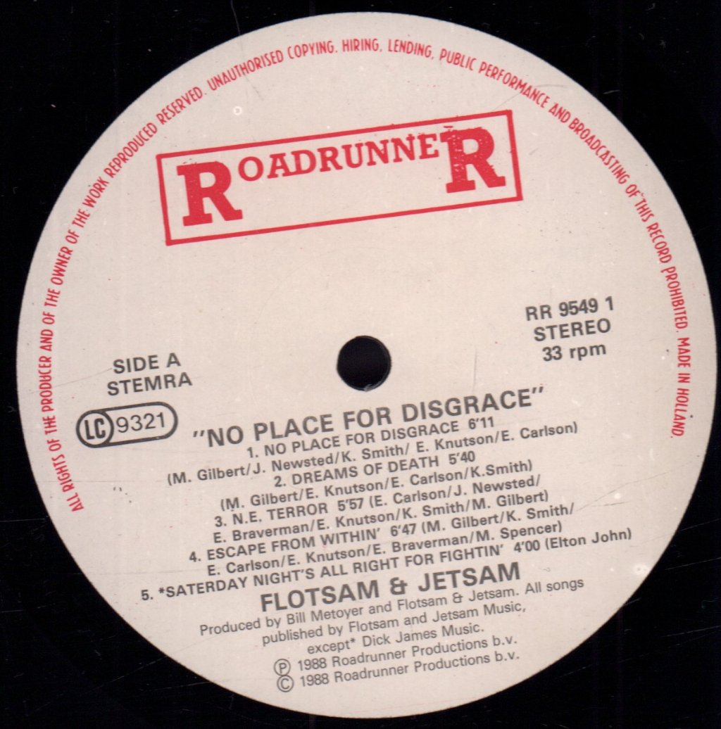 Flotsam And Jetsam - No Place For Disgrace - Lp