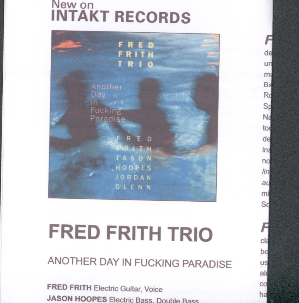 Fred Frith Trio - Another Day In F**king Paradise - Cd