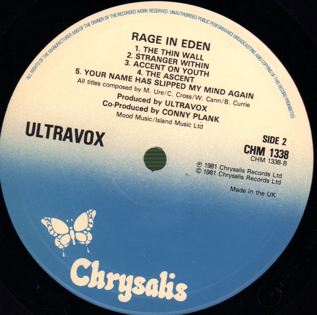 Ultravox - Rage In Eden - Lp