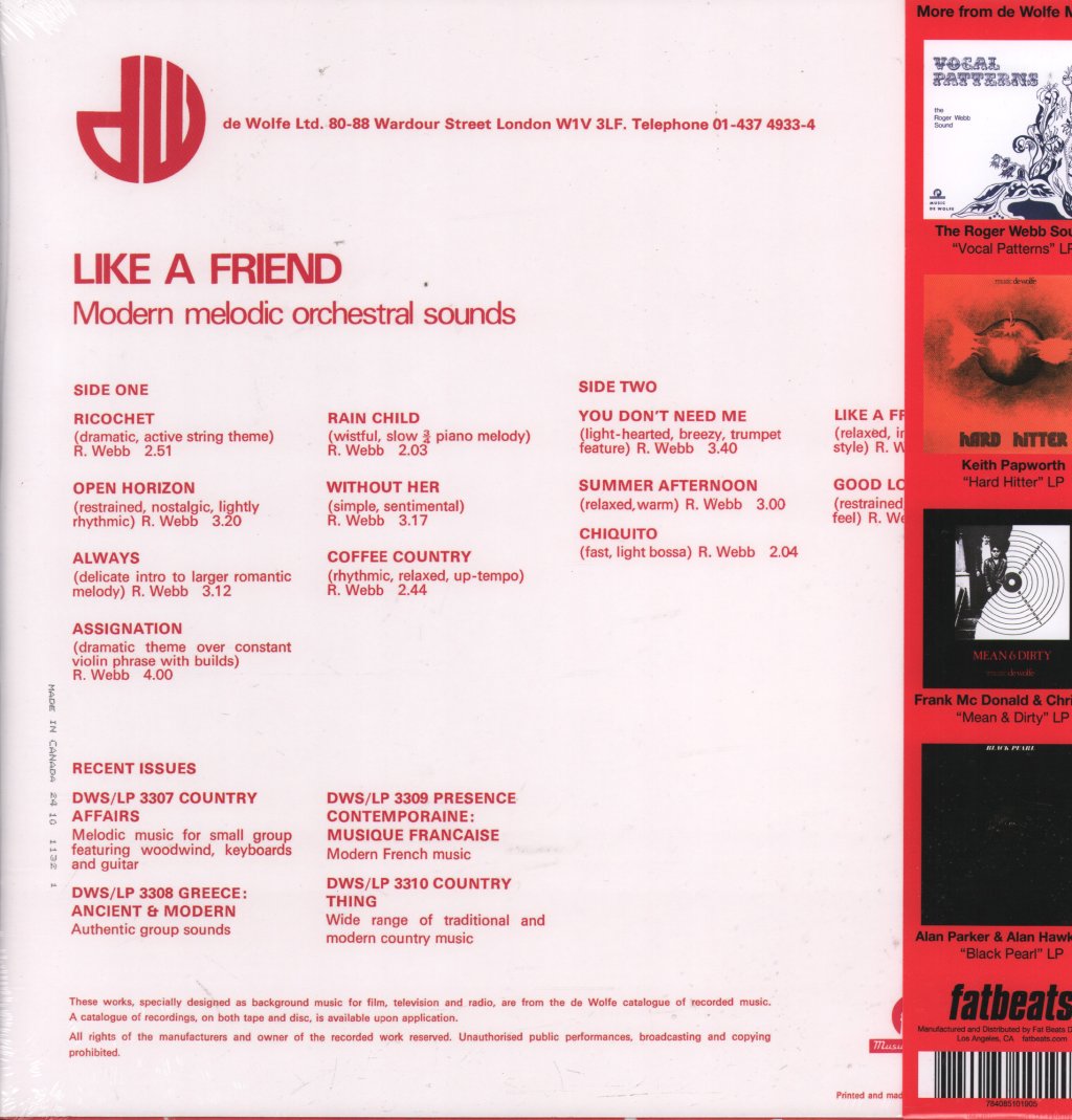 Roger Webb - Like A Friend - Lp