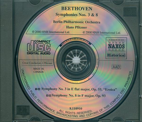 Berlin Philharmonic Orchestra, Hans Pfitzner - Beethoven - Symphony No. 3 "Eroica" ; Symphony No. 8 (Historical Recordings 1929-1933) - Cd