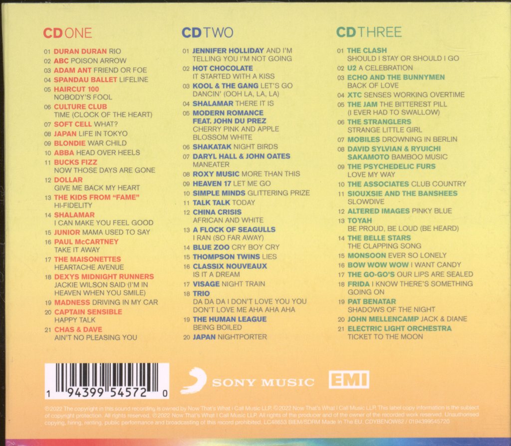 Various Artists - Now Yearbook Extra '82 (62 More Essential Hits From 1982) - Triple Cd