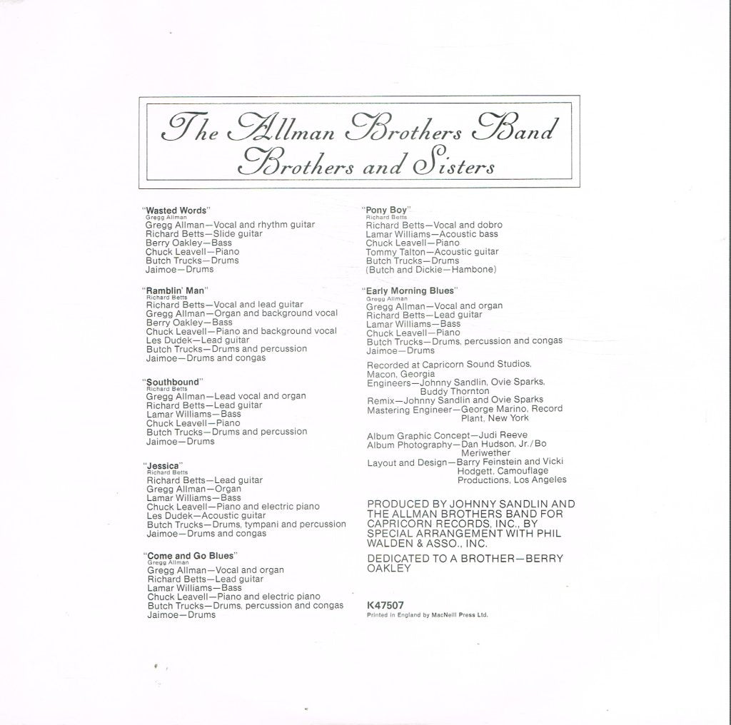 Allman Brothers Band - Brothers And Sisters - Lp