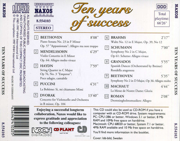 Various Artists - Ten Years Of Success - Cd