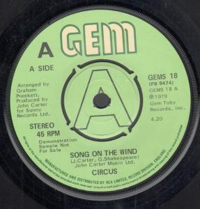 Circus (Uk Late 70'S Group) - Song On The Wind - 7 Inch