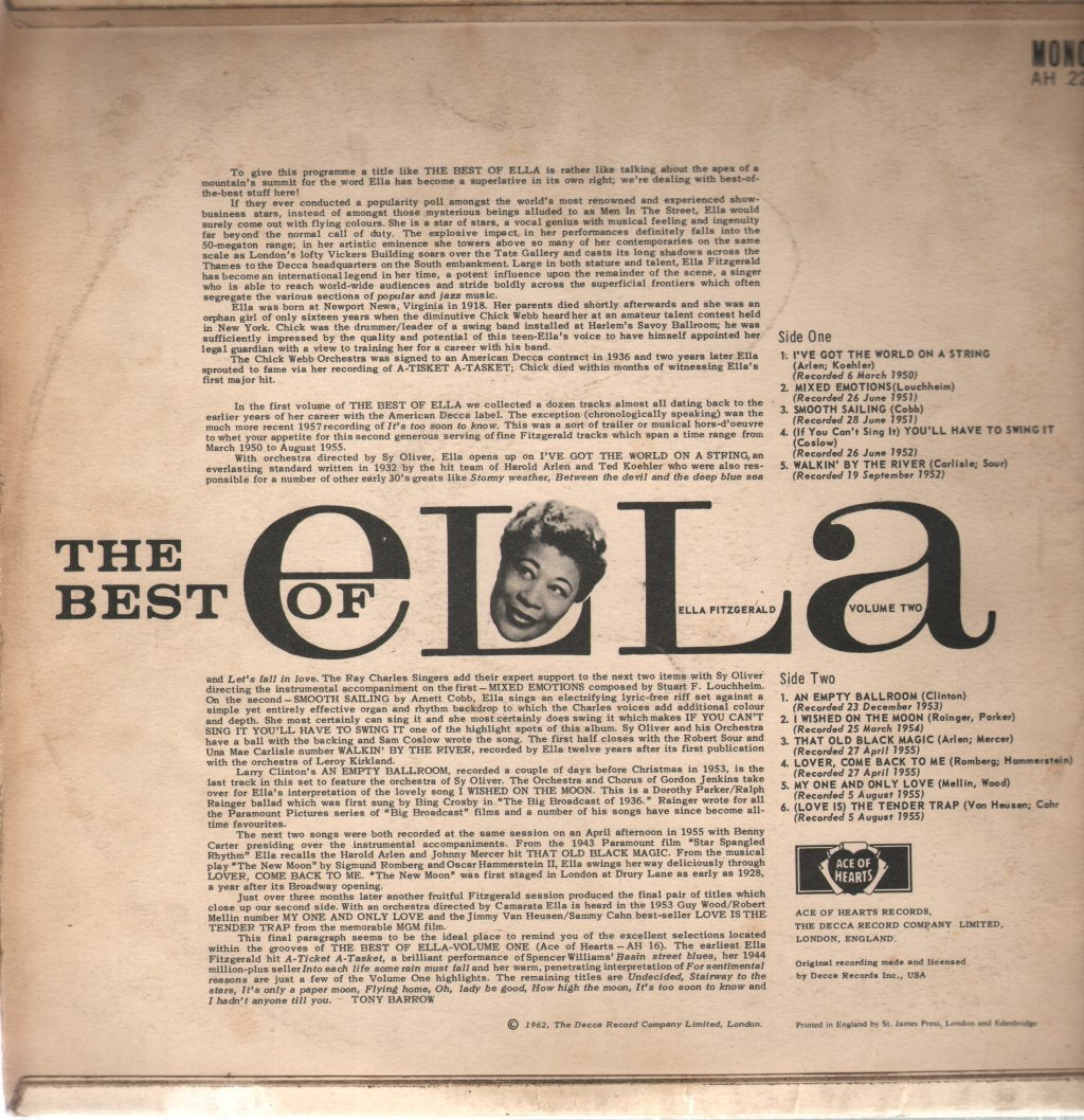 Ella Fitzgerald - Best Of Ella Volume 2 - Lp