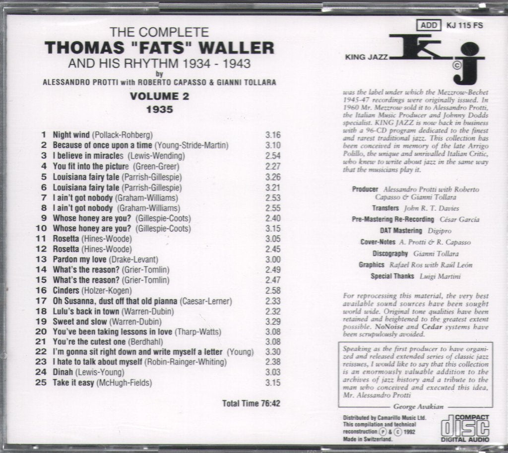 Fats Waller & His Rhythm - Complete Thomas "Fats" Waller And His Rhythm 1934/43. Vol.2 1935 - Cd