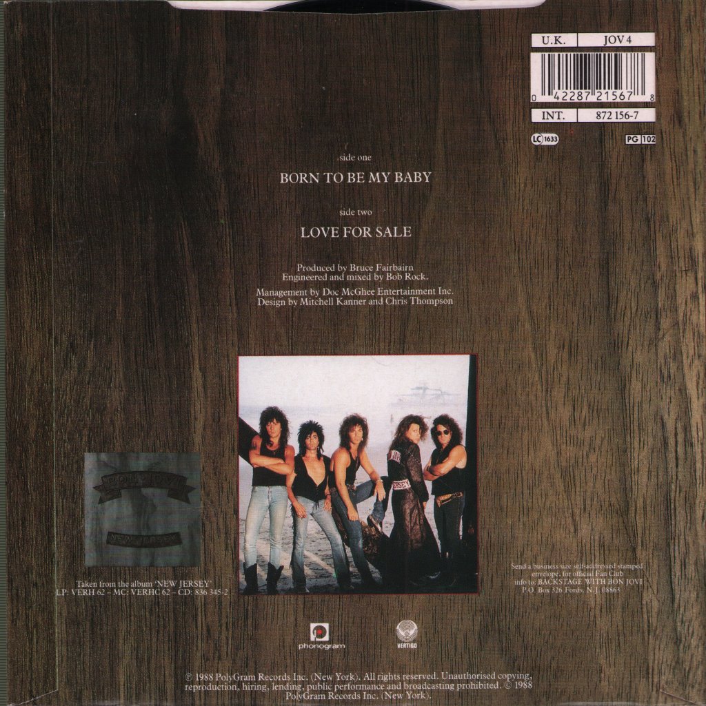 Bon Jovi - Born To Be My Baby - 7 Inch
