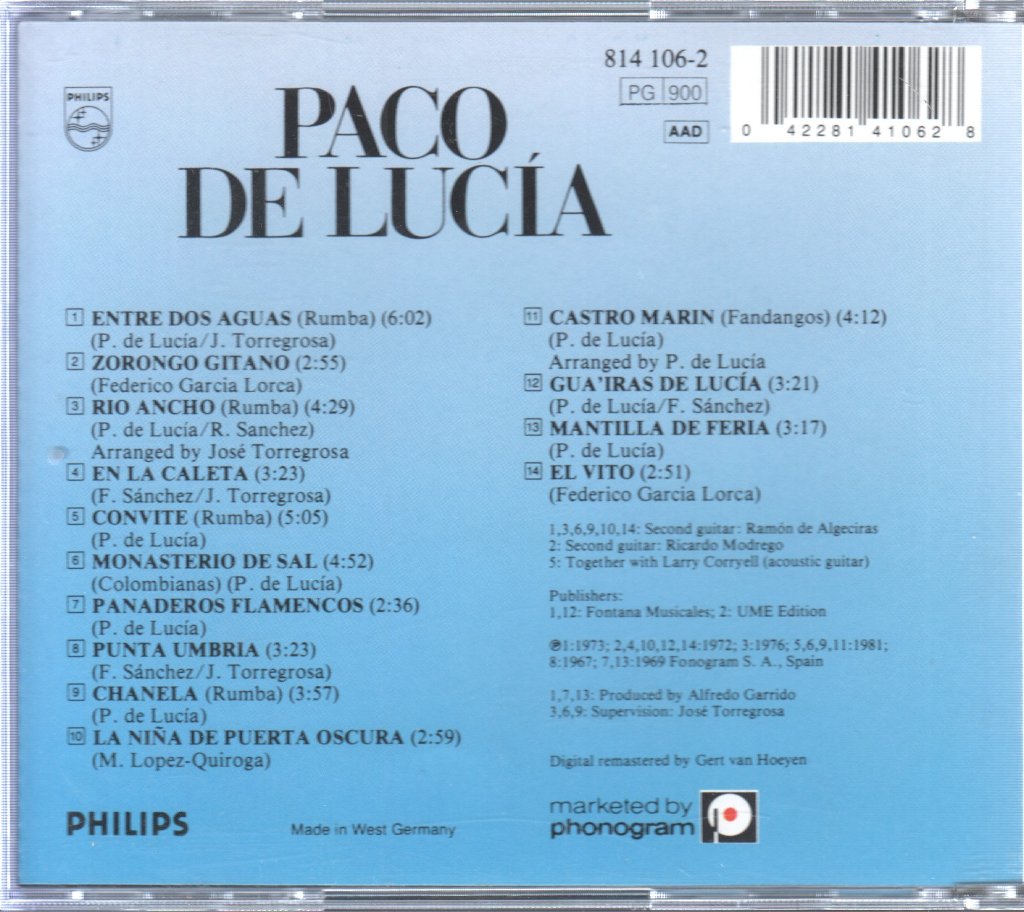 Paco De Lucía - Entre Dos Aguas - Cd