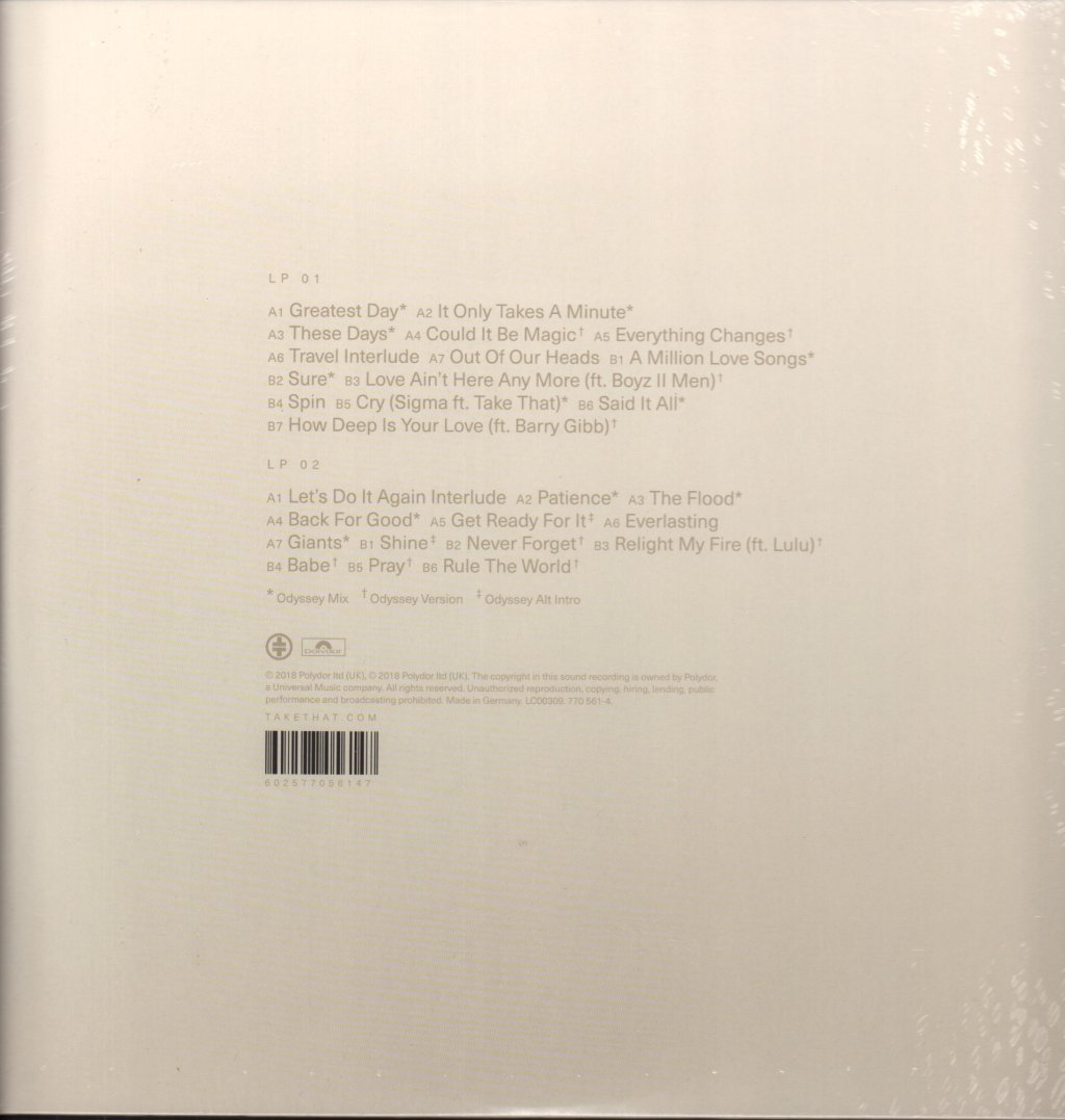 Take That (Boy Band) - Odyssey - Double Lp