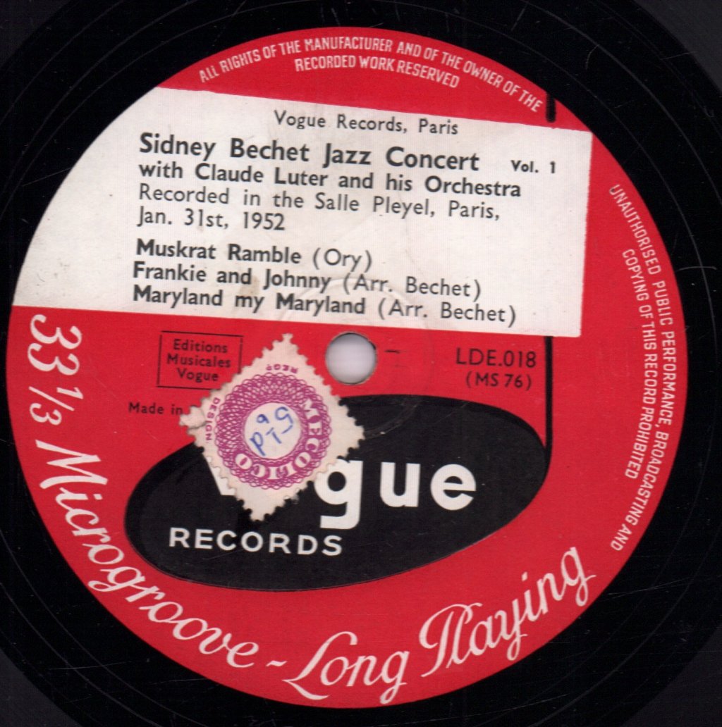 Sidney Bechet - Jazz Concert With Claude Luter And His Orchestra Volume 1 - 10 Inch