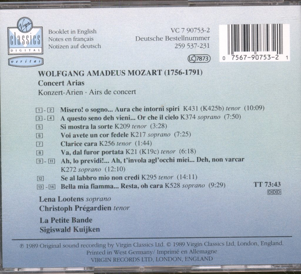 La Petite Bande, Sigiswald Kuijken - Mozart: Concert Arias - Cd