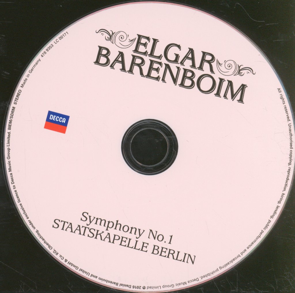 Daniel Barenboim, Staatskapelle Berlin - Elgar - Symphony No.1 In A Flat Major, Op.55 (la bèmol majeur . As-Dur) - Cd