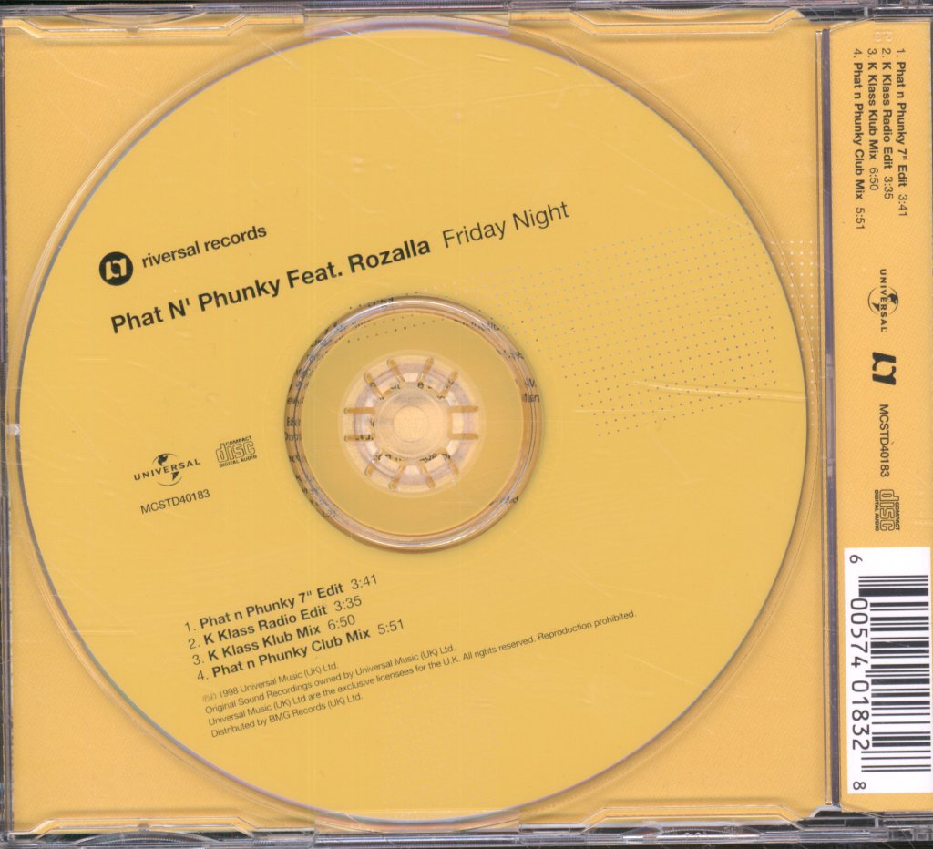 Phat N Phunky Featuring Rozalla - Friday Night - Cd