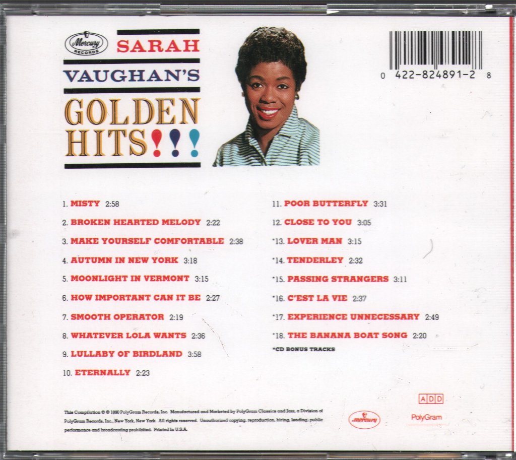 Sarah Vaughan - Sarah Vaughan's Golden Hits - Cd