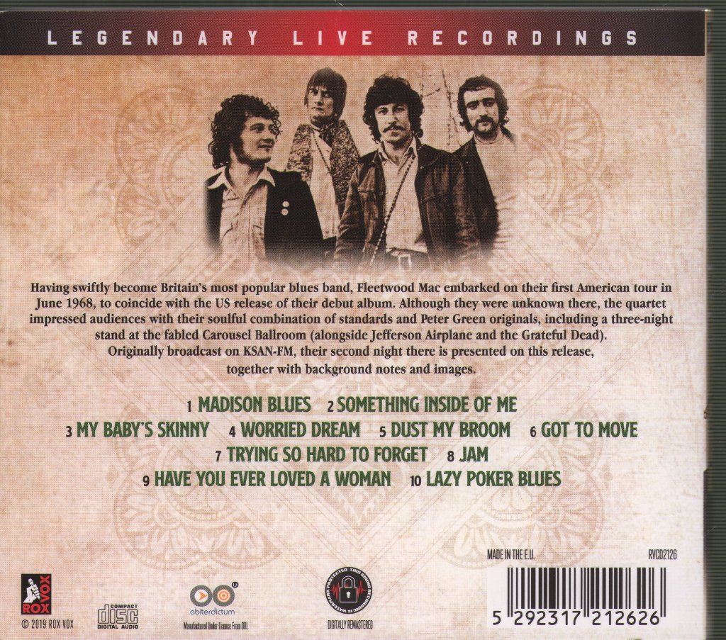 Fleetwood Mac - Live At The Carousel Ballroom 1968 - Cd