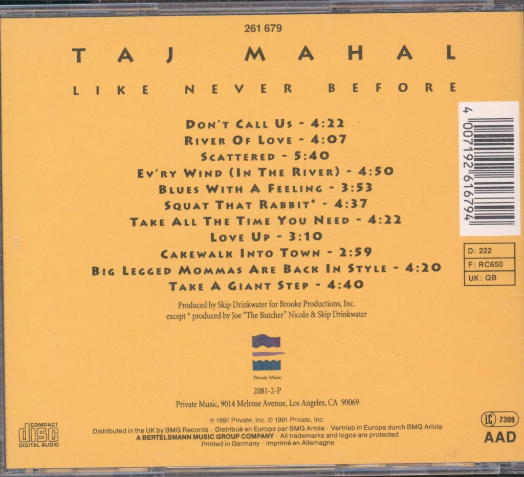 Taj Mahal - Like Never Before - Cd