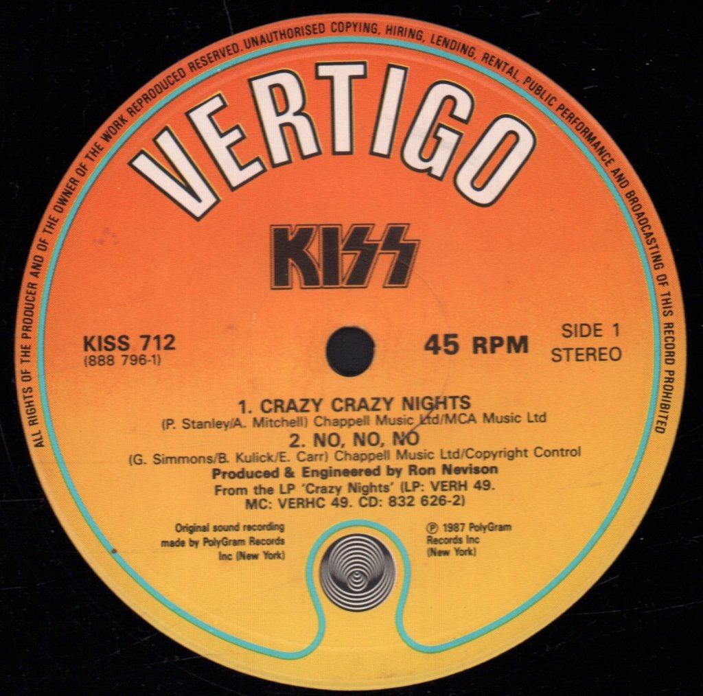 Kiss - Crazy Crazy Nights - 12 Inch